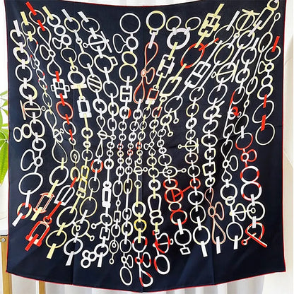 Foulard Carré Soie 100% Pure 90cm Neckerchief Femme - Châle Bandana Luxe Gris Élégant