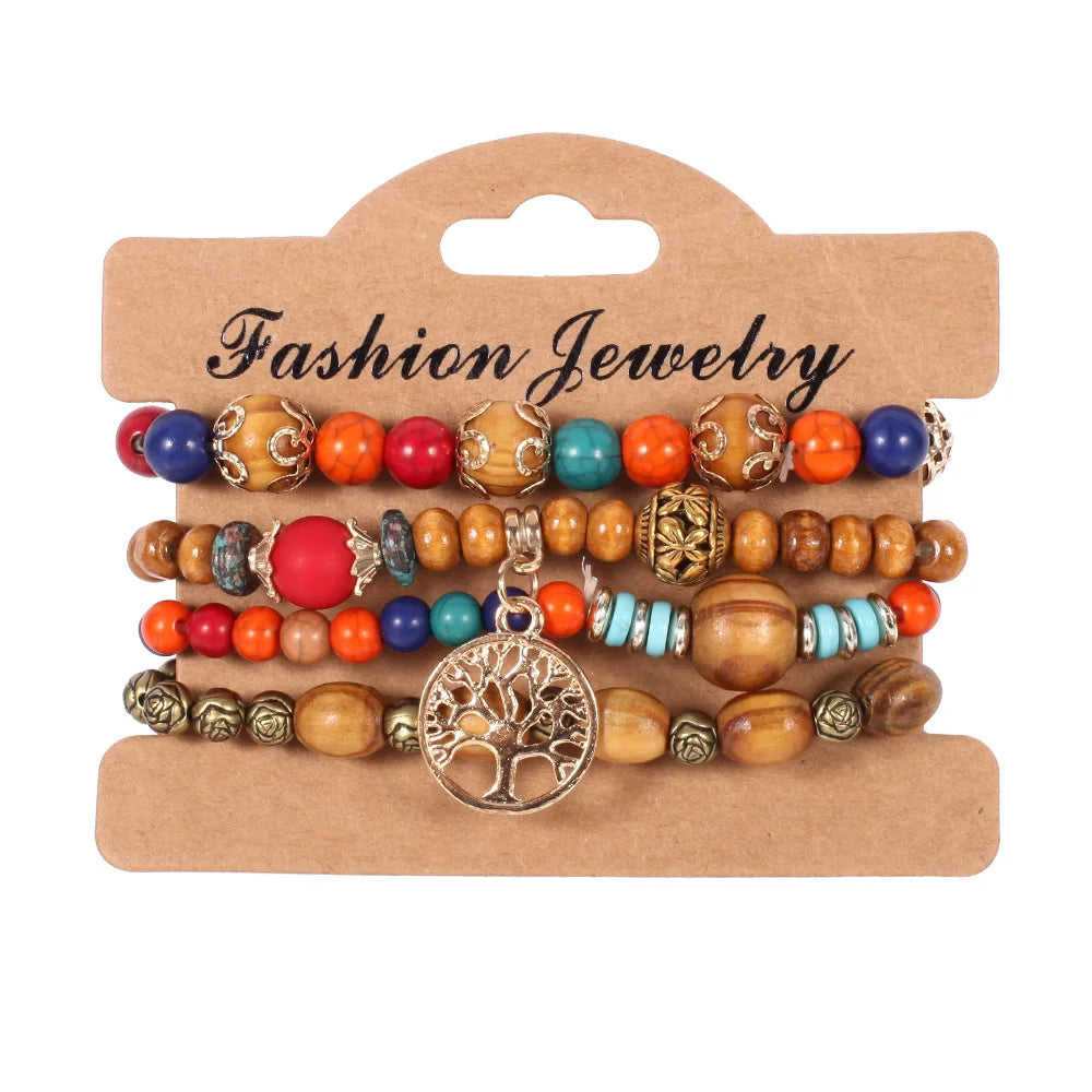 Set Bracelets Bohèmes Perles Colorées – Tressés Main Été
