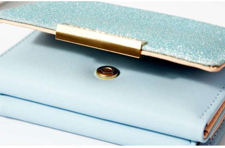 Portefeuille Femme Brillant Tri-Fold - Cartera Mujer Clutch Porte-Monnaie Simple