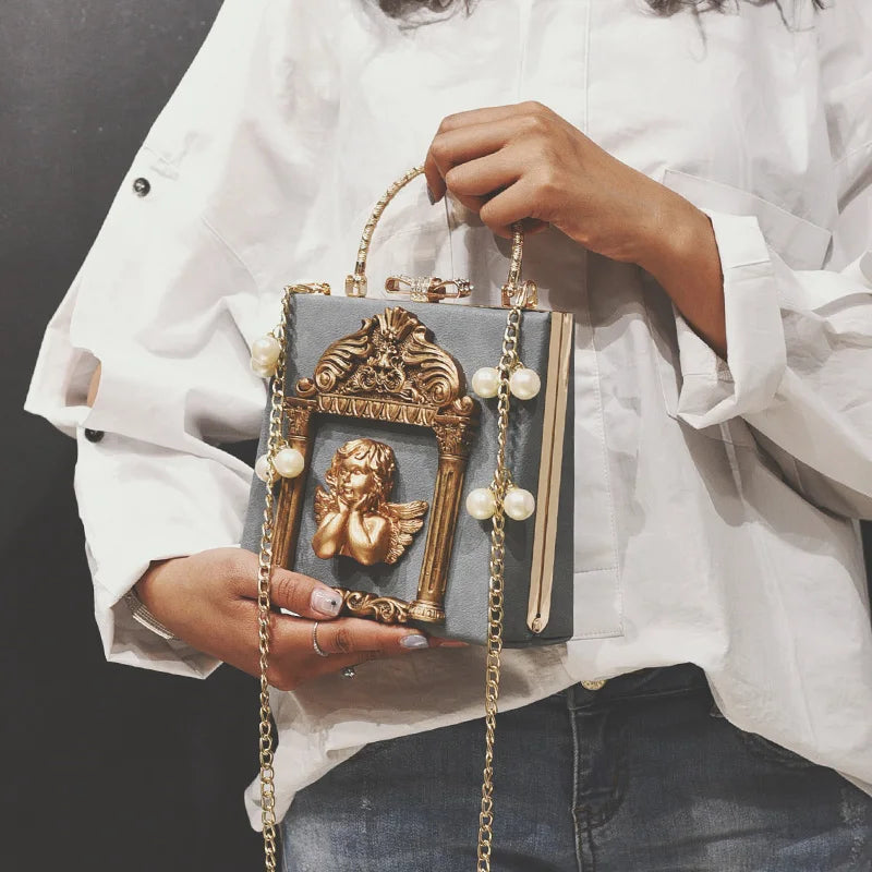 Sac à Main Femme Luxe Perles Ange - Crossbody Cuir Épaule Designer Élégant