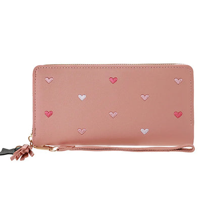 Portefeuille Long Femme Cœur Amour Luxe - Porte-Cartes Téléphone Clutch Fille