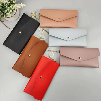 Portefeuille Femme Long Cuir PU - Porte-Cartes Multi-Poches Clutch Élégant Rouge