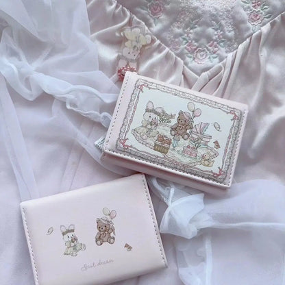Portefeuille Femme Court Cute Petit Pliable - Porte-Monnaie Zippé Cuir PU Imprimé Animal Esthétique Jeune