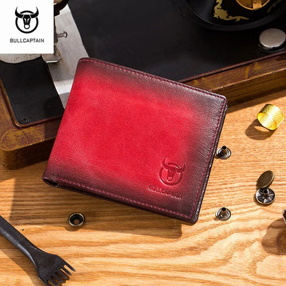 Portefeuille Homme Cuir BULLCAPTAIN RFID Bifold Slim - Porte-Cartes Multi-Poches