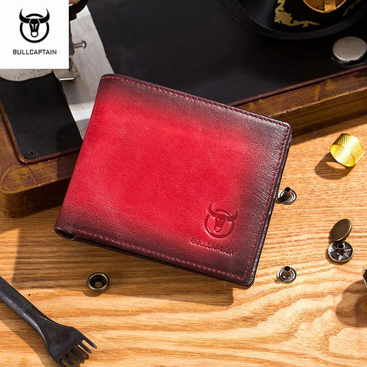 Portefeuille Homme Cuir BULLCAPTAIN RFID Bifold Slim - Porte-Cartes Multi-Poches