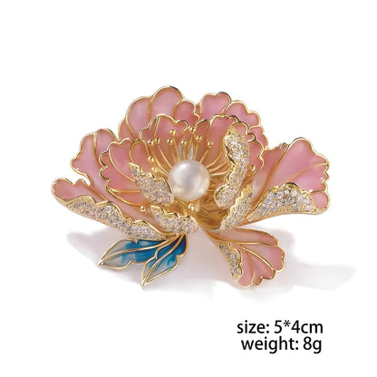 Broche Florale Romantique – Pin Élégant Rose Pivoine Iris