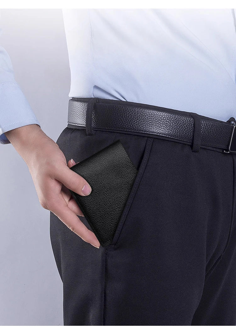 Portefeuille Homme Cuir PU Court Business - Wallet Noir Compact Walet Portefeuille