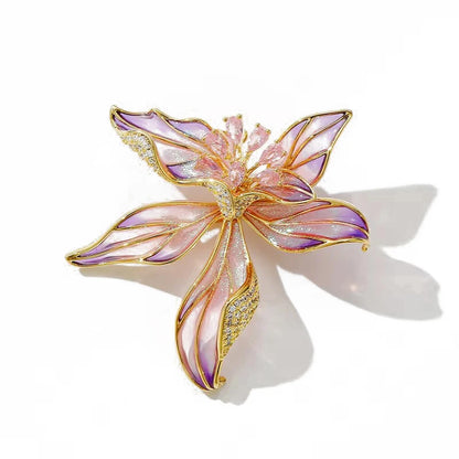 Broche Florale Romantique – Pin Élégant Rose Pivoine Iris