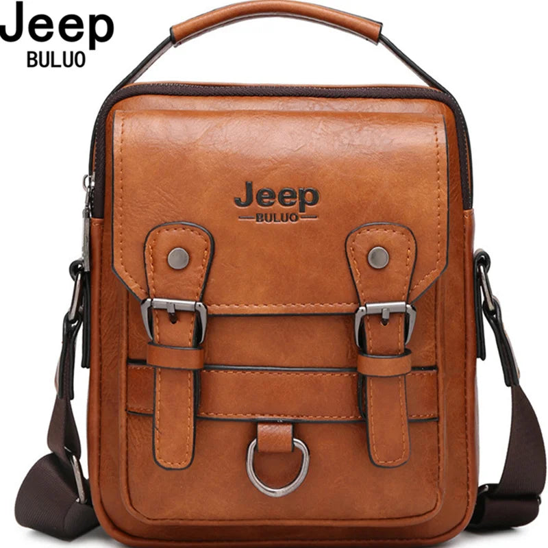 Sac Bandoulière Homme JEEP BULUO Multifonction - Messenger Cuir Business Grande Capacité
