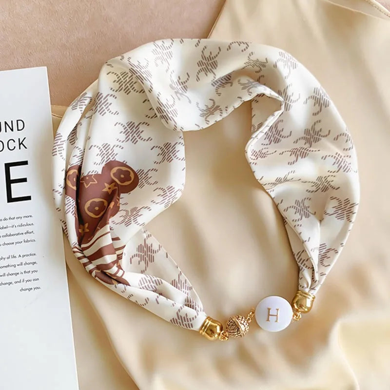 Women's Square Scarf with Magnetic Buckle - Versatile Summer Luxury Scarf/Necklace