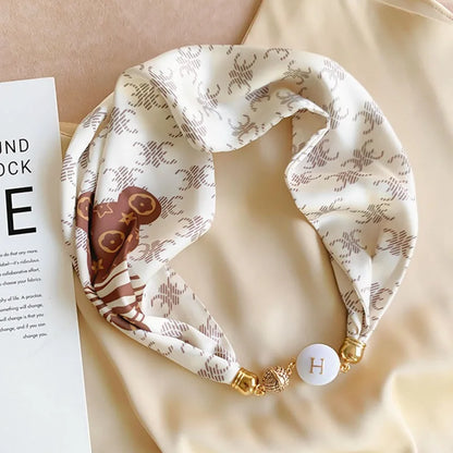 Women's Square Scarf with Magnetic Buckle - Versatile Summer Luxury Scarf/Necklace