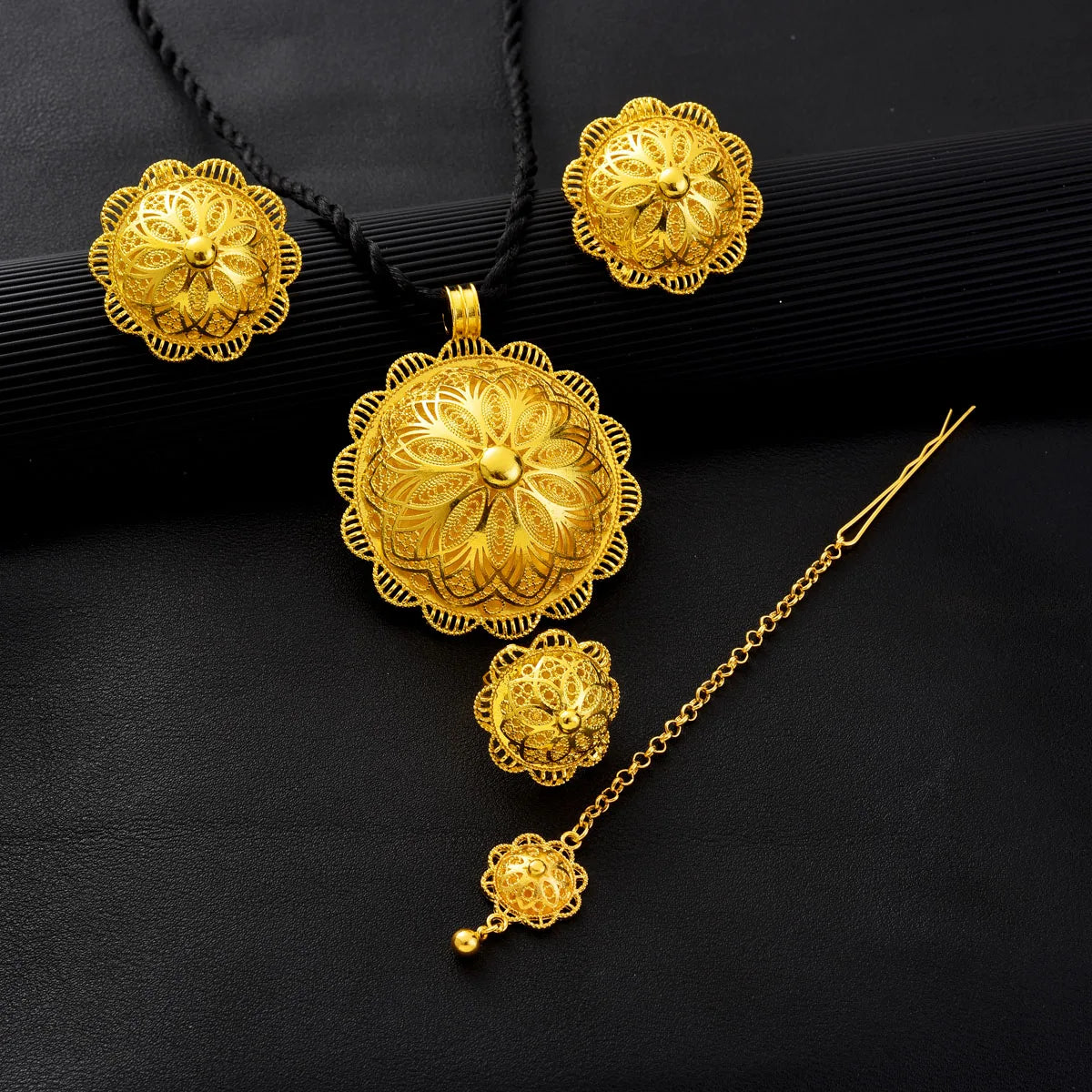 Parure Bijoux Dubai Africaine Mariée – Collier Bague Boucles Chaîne Tête