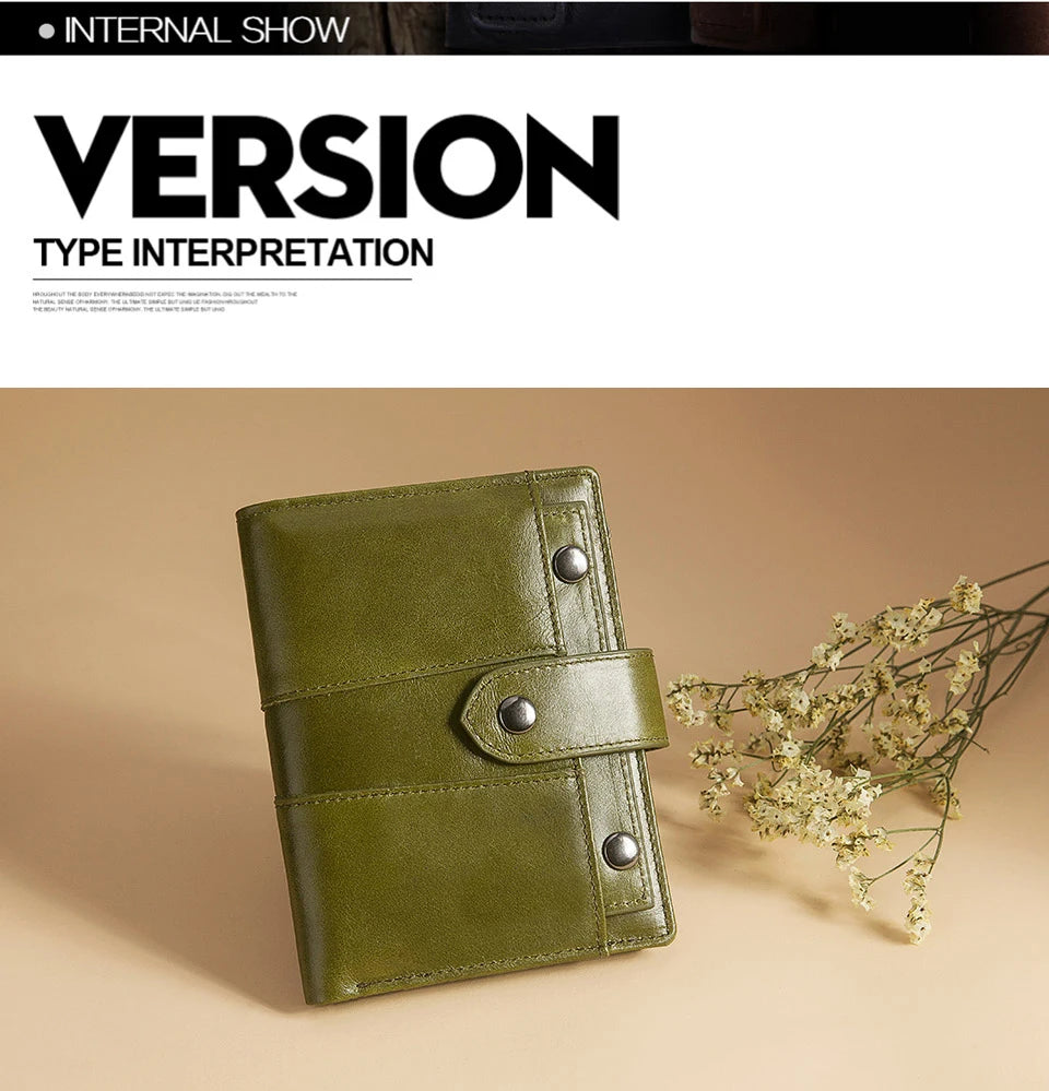 Portefeuille Femme Cuir Véritable RFID - Pochette Court avec Fenêtre ID