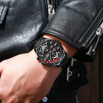 Montre Homme Luxe NIBOSI Chronographe Étanche 50M - Quartz Bleue Sport Élégante 2026