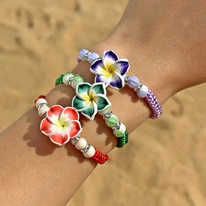 Ensemble Bijoux Fleurs Tressées Bohème Grande Fleur – Collier Boucles Rose Rouge Bleu Plage Femme