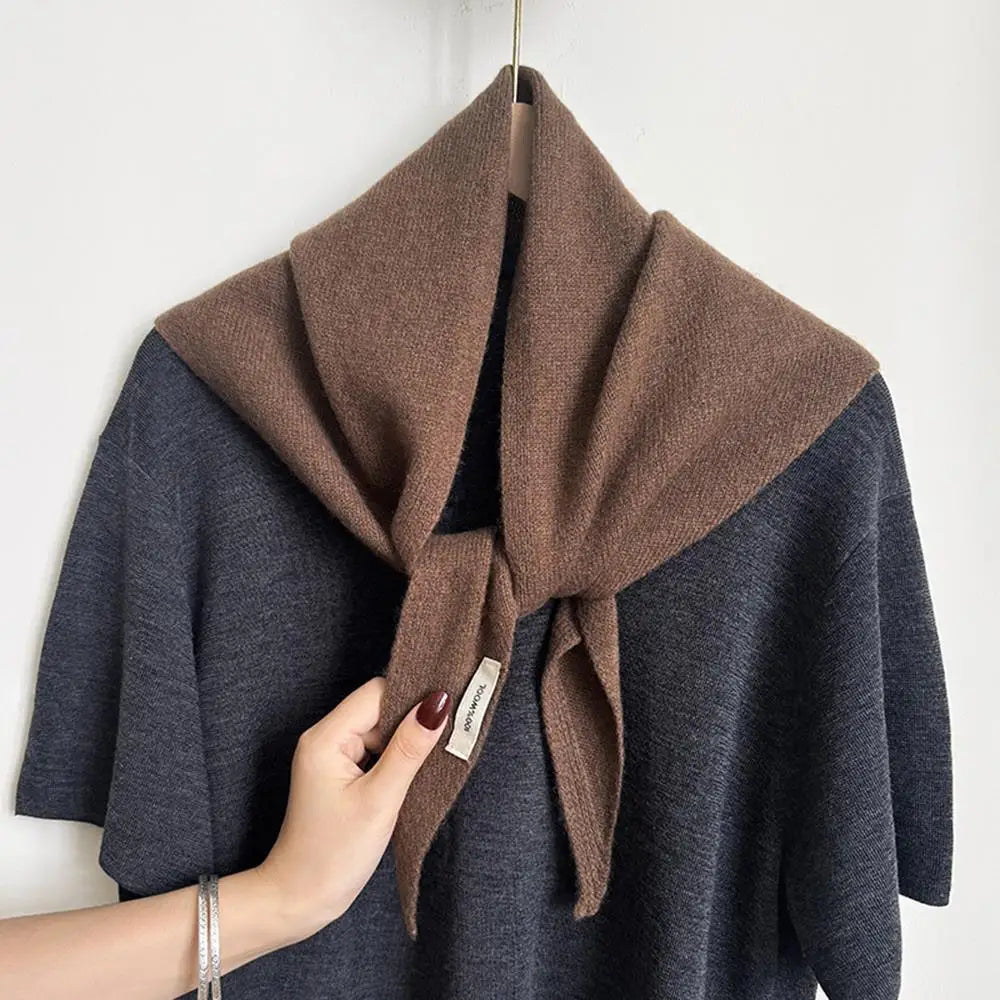 Foulard Triangle Laine 100% Coréen Femme - Écharpe Cachemire Longue Chaude Châle Tricotée