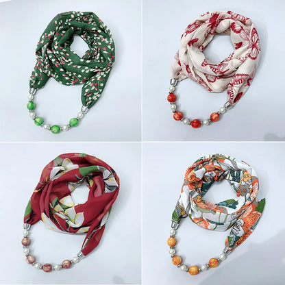 Foulard Collier Mousseline Multicolore Femme - Bijou Statement Neckerchief Bohème Hijab
