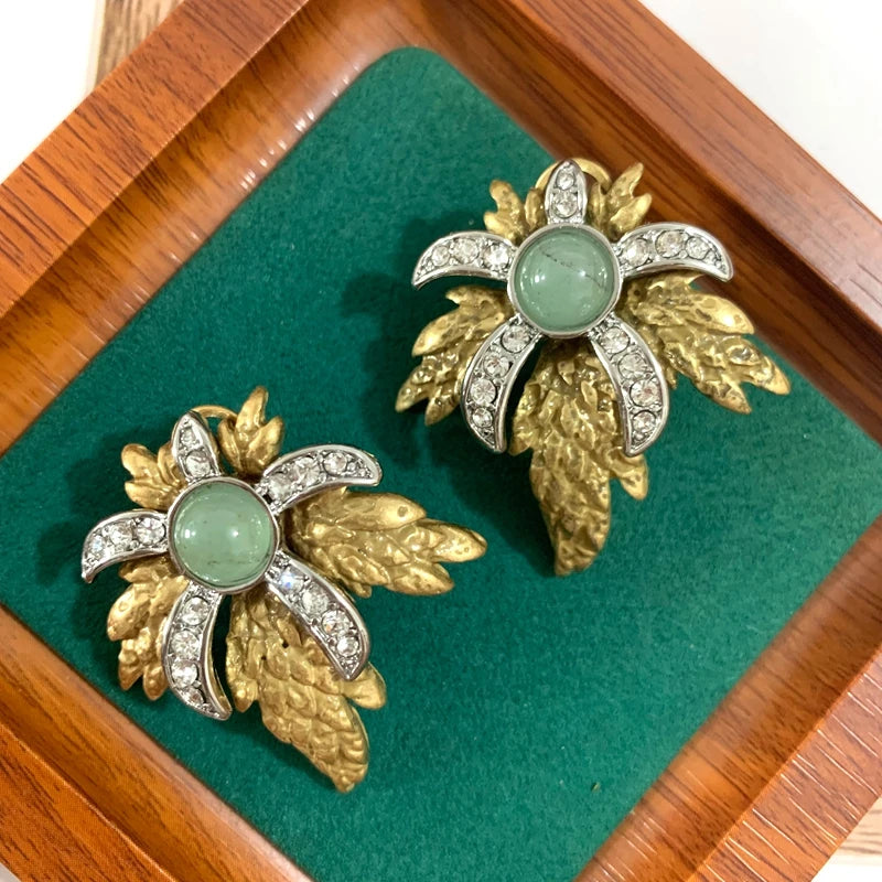 Parure Plume Luxe Vintage - Broche et Boucles Design Raffiné Plaqué Platine