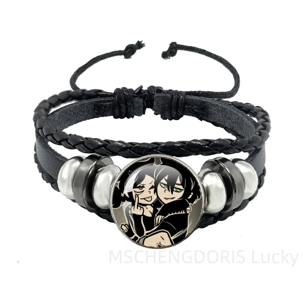 Bracelet Gaming Coffin Andy Leyley – Cuir Multicouche Tressé Noir Unisexe