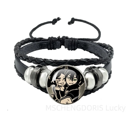Bracelet Gaming Coffin Andy Leyley – Cuir Multicouche Tressé Noir Unisexe