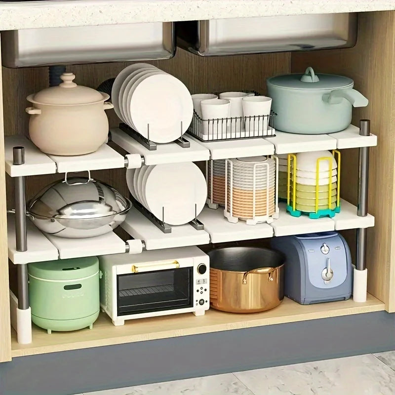Organisateur Extensible Sous Évier - Rangement Ajustable Multi-Niveaux