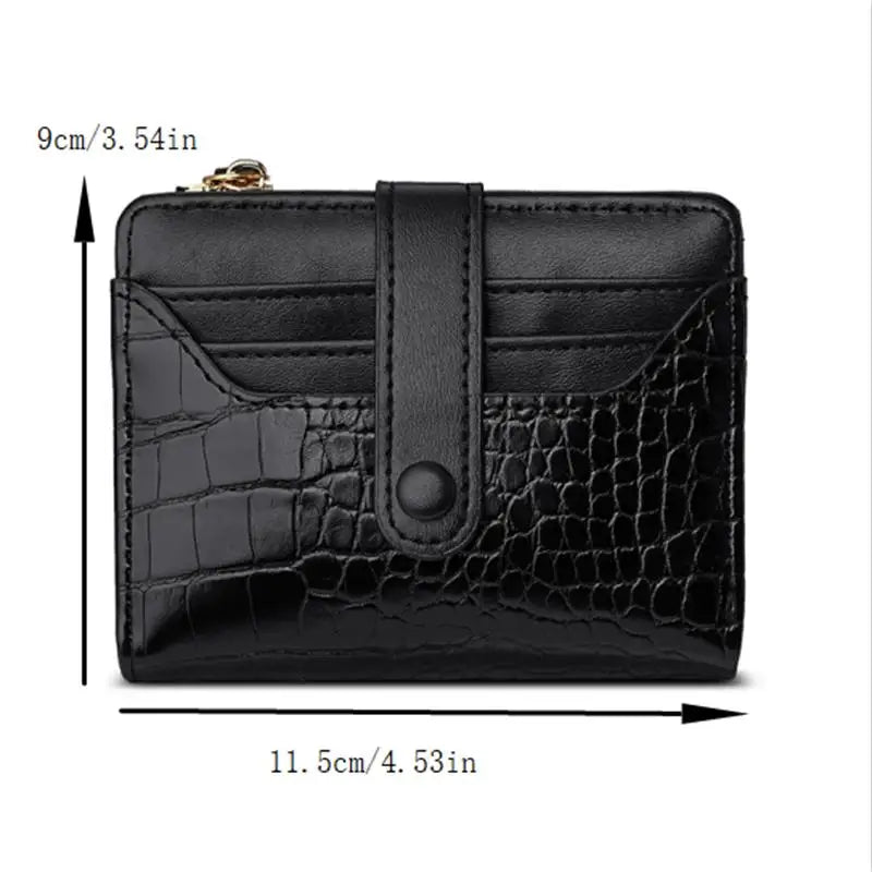 Portefeuille Femme Court Cuir PU Imprimé Crocodile Zippé - Porte-Carte Multi-Emplacements Imperméable Kaki
