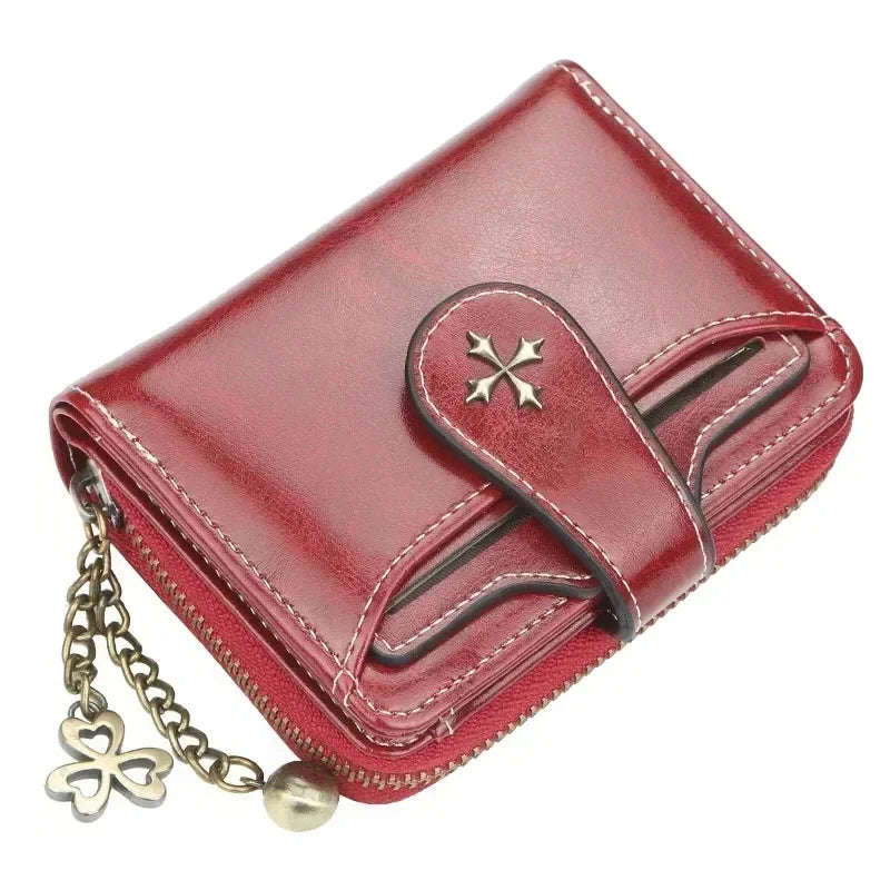 Portefeuille Femme Court Cuir PU Noir - Porte-Monnaie Hasp avec Porte-Cartes et Compartiment Pièces
