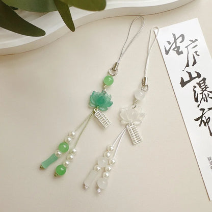 Porte-Clés Lotus Perles Fait Main – Charm Chinois Ethnique Unisexe