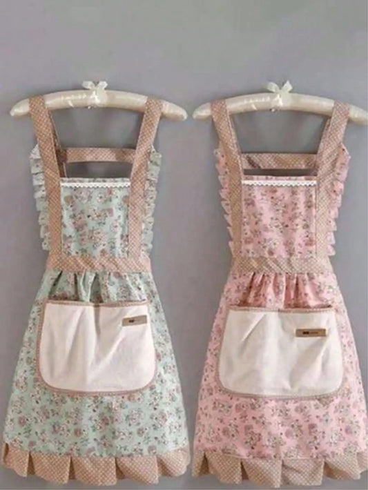 Tablier de Cuisine en Toile avec Motif Floral - Résistant aux Taches et à l'Huile