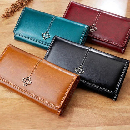 Portefeuille Femme Long Cuir PU - Porte-Cartes Classique avec Fermeture Éclair