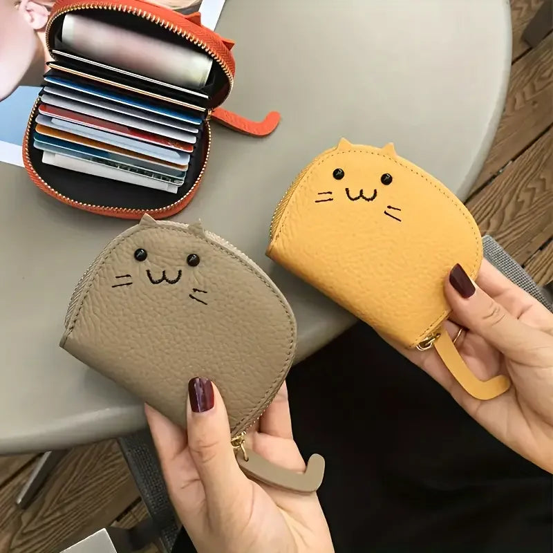 Portefeuille Femme Chat Cartoon Kawaii - Porte-Carte Multi-Emplacements Porte-Monnaie Cute ID Card Holder
