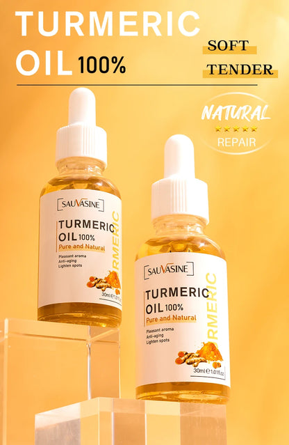 Huile Curcuma 100% Pure 10ml - Sérum Anti-Âge Rides Éclaircissant Taches Brunes Ridules Visage Femme