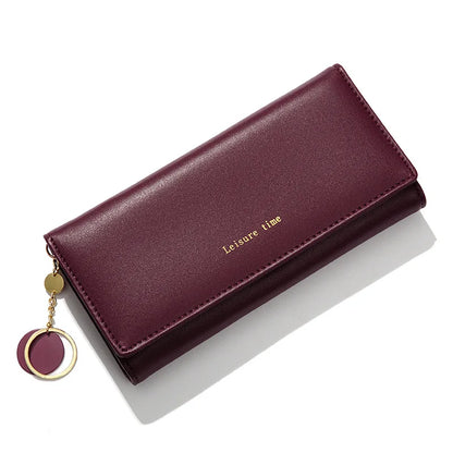 Portefeuille Femme Long Trifold Cuir - Pochette Porte-Cartes avec Lettres