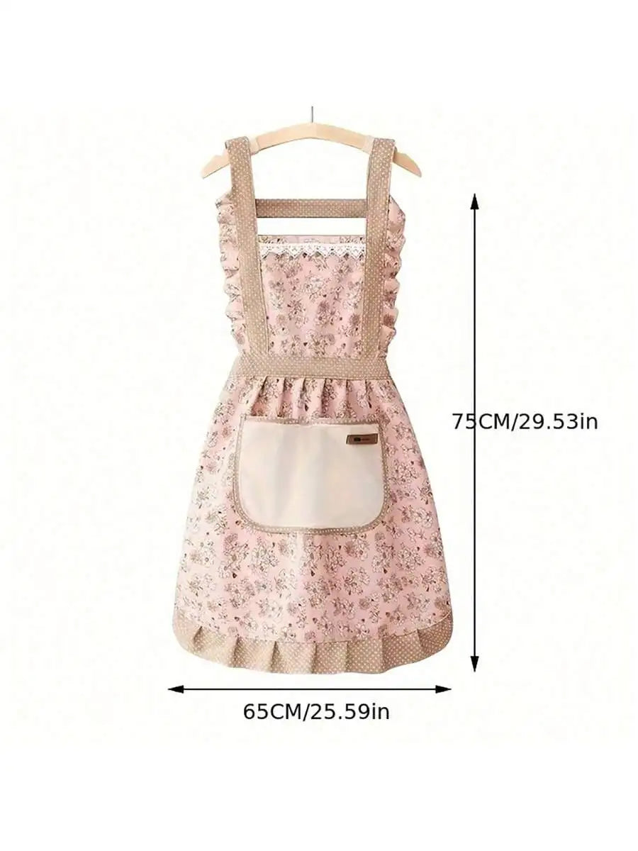 Tablier de Cuisine en Toile avec Motif Floral - Résistant aux Taches et à l'Huile