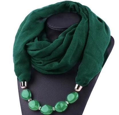 Foulard Collier Ethnique Coton Lin - Accessoire Mode Pendentif Doux