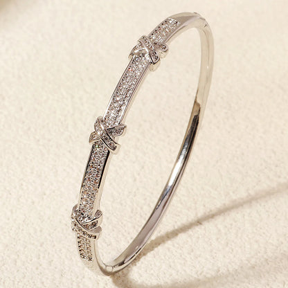 Bracelet Cuivre & Zirconia Femme – Élégance Minimaliste Style Européen
