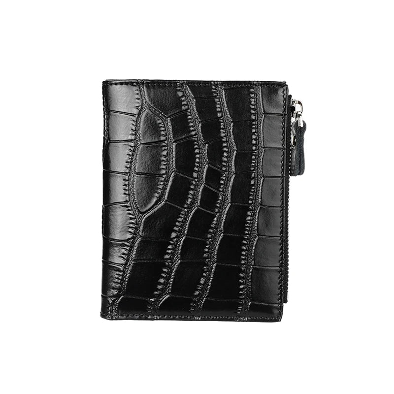 Portefeuille Femme Cuir Véritable Anti-RFID - Porte-Monnaie Compact avec Protection Carte Bancaire