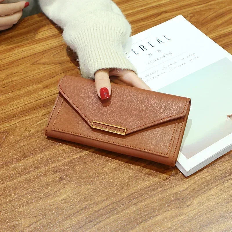 Portefeuille Femme Cuir Long Fashion Hasp - Clutch Wallet Cartera Mujeres avec Poche Téléphone