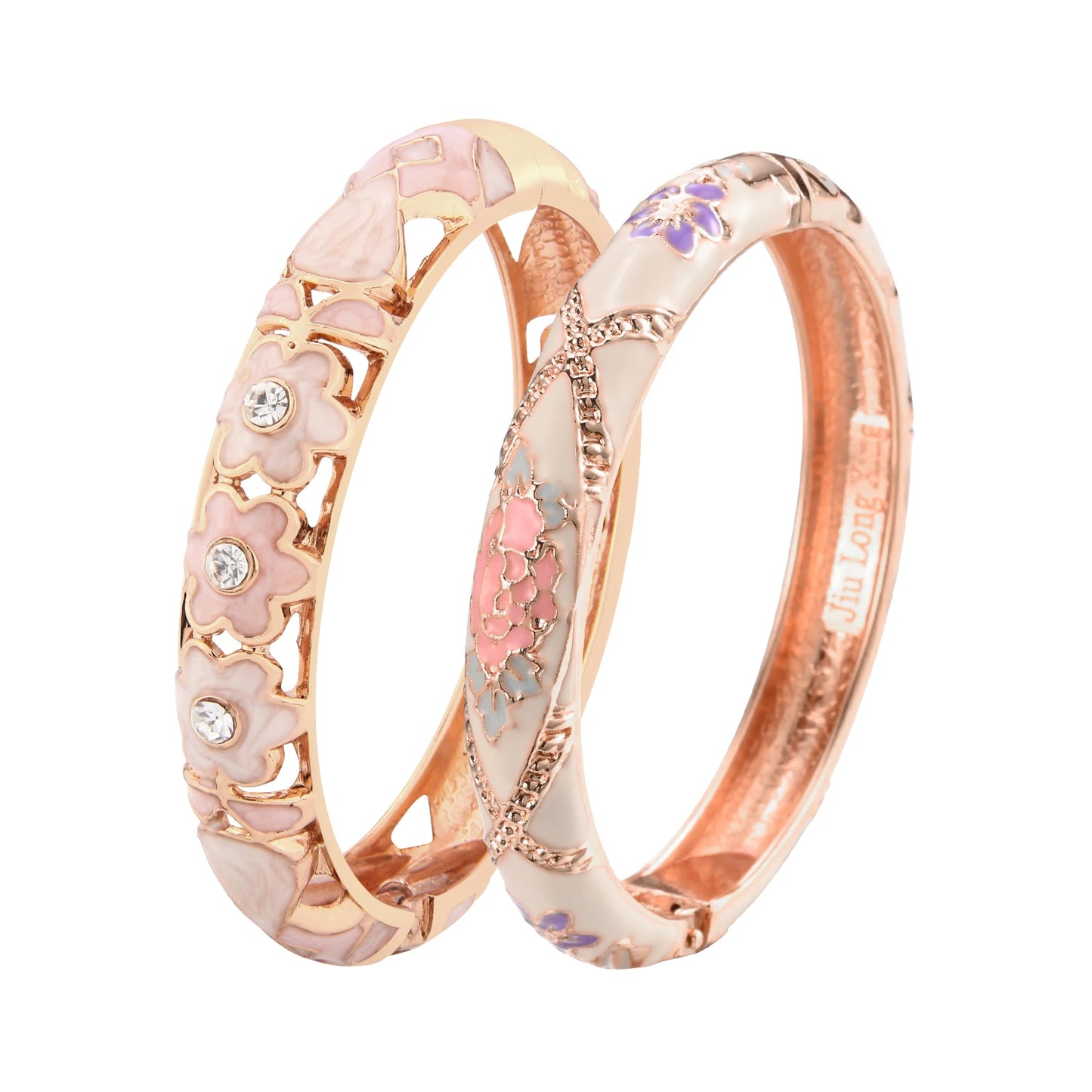 Ensemble 2 Bracelets Joncs Émaillés Cloisonné Style Indien Dubaï – Tendance Femme