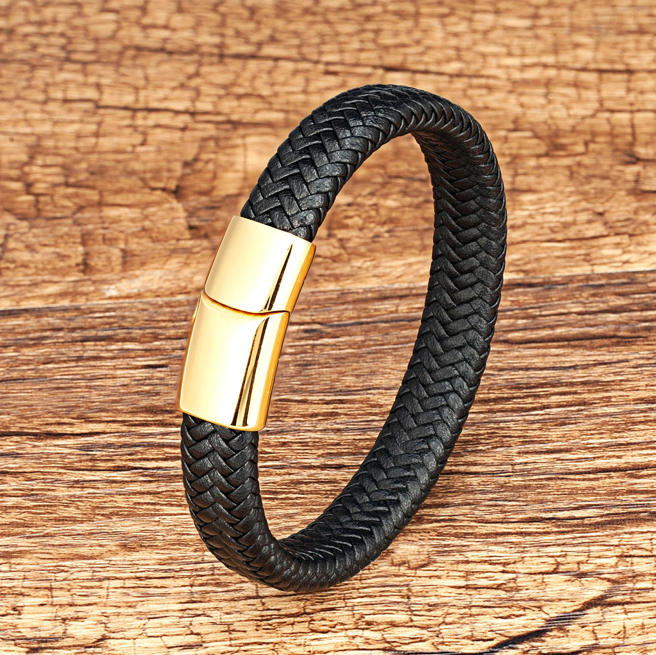 Bracelet Corde Cuir Tressé Homme – Fermoir Magnétique Acier Inoxydable