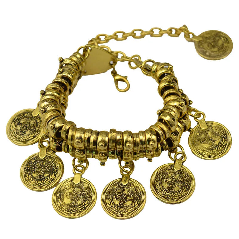 Bracelet Cheville Bohème Pièces Vintage – Double Usage Ajustable Femme