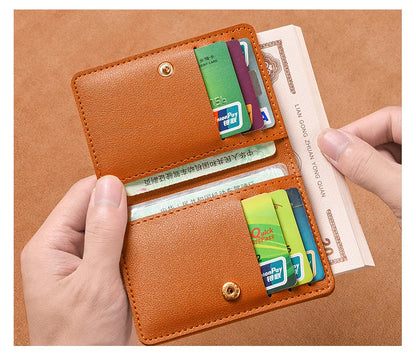 Portefeuille Pliable Cuir Souple avec Bouton - Petit Porte-Cartes Permis Simplifié