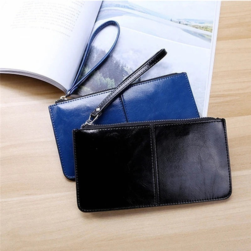 Portefeuille Femme Business Cuir PU Long - Clutch Fermeture Éclair Porte-Cartes Grande Capacité Vert Foncé