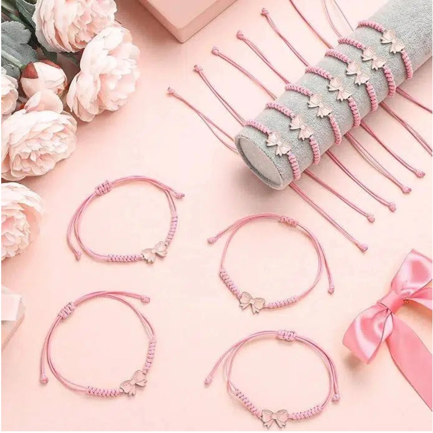Ensemble 12 Bracelets Tressés Nœuds Coquette – Ajustables Fête Amitié
