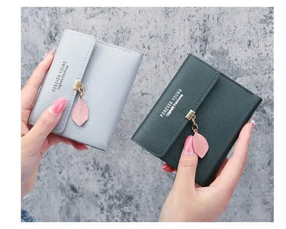 Portefeuille Femme Court Trifold Cuir PU Pompon - Clutch Coin Purse Hasp Luxe Fashion Tendance Violet