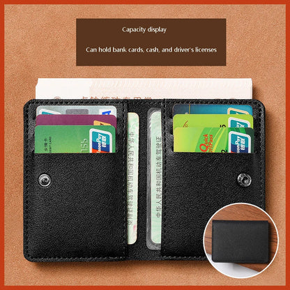 Portefeuille Pliable Cuir Souple avec Bouton - Petit Porte-Cartes Permis Simplifié