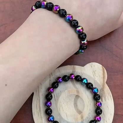 Bracelet Obsidienne Arc-en-Ciel Agate 8mm – Perles Pierres Semi-Précieuses Bohème Unisexe