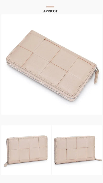 Portefeuille Femme Cuir Véritable Long - Porte-Monnaie Luxe Design Clutch Cadeau