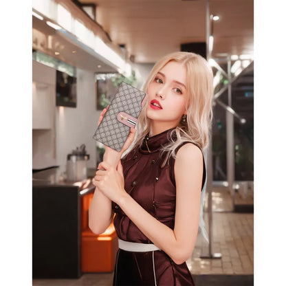Portefeuille Femme Long Personnalisé Porte-Carte - Sac à Main Multifonction Téléphone Vert Tendance