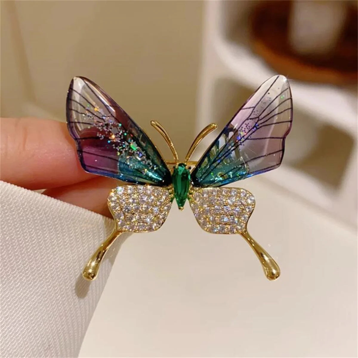 Broche Papillon Luxueuse Exquise – Pin's Fleur Poitrine Élégant Femme